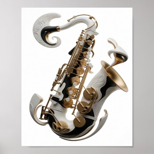 Crispe Zilveren ABSTRACTE KUNST Modeprint Poster (Voorkant)