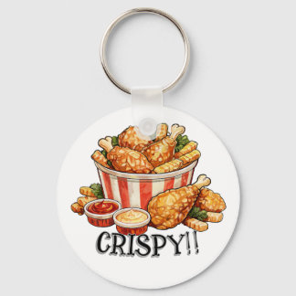 Crispy Fried Chicken Emmer Aquarel Kunst Sleutelhanger