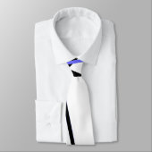 Criss Crossed Blue en Black Stripes op White Stropdas (Gebonden)