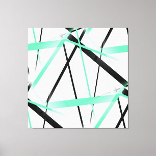 Criss Gekruiste Groene en Zwarte Strepen Mont Canvas Afdruk