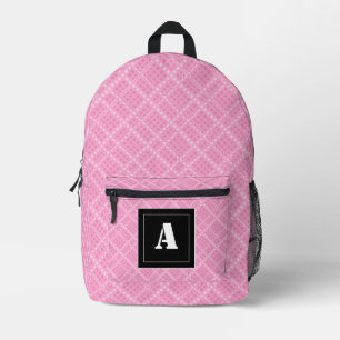 Crisscross Gingham Controleer roze en wit monogram Bedrukte Rugzak