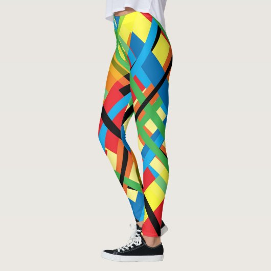 Crisscross Stripes Leggings Motifs Abstraits (Gauche)