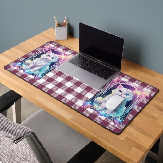 Cristal Chat Violet Noir Plaid Cute Blanc Kitten (Bureau 2)