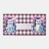 Cristal Chat Violet Noir Plaid Cute Blanc Kitten (Clavier et souris)