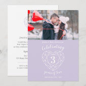 Cristal coeur anniversaire 3 ans photo invitations (Devant / Derrière)