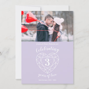 Cristal coeur anniversaire 3 ans photo invitations