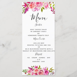 cristal rose Peach Rose menu mariage MODÈLE