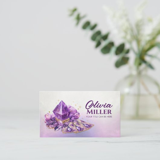 Cristaux d'asméthyste et cartes Tarot/Oracle (Debout devant)