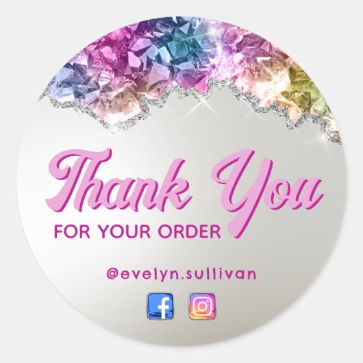 cristaux d'iridescente merci autocollant (Devant)