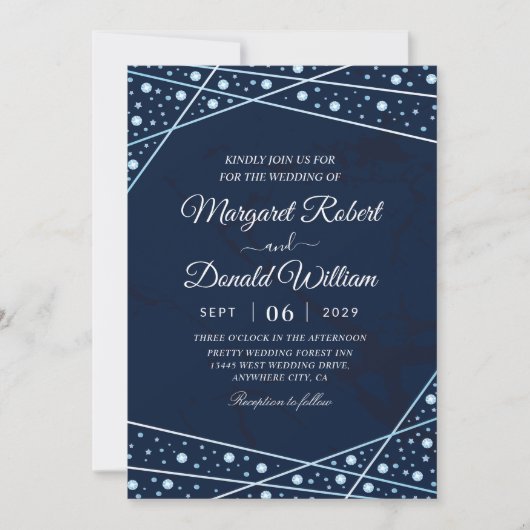 cristaux et strass invitations de mariage de luxe (Devant)
