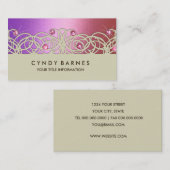 Cristaux roses et Carte de visite dentelle (Devant / Derrière)