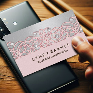 Cristaux roses et Carte de visite dentelle