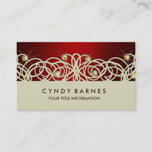 Cristaux rouges et Carte de visite dentelle