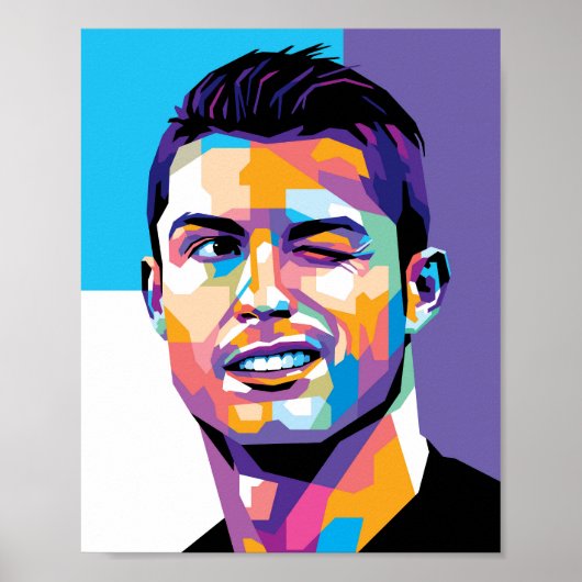 Cristiano Ronaldo en affiche murale de style WPAP (Devant)