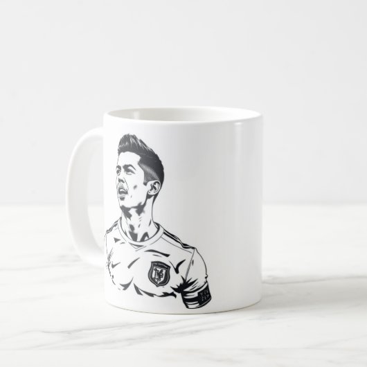 Cristiano Ronaldo Schets Art Mok – Zwart en Wit (Voorkant links)