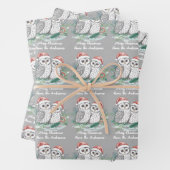 Cristmas Owl Wrapping Paper Flat Sheet Set of 3 (In situ)