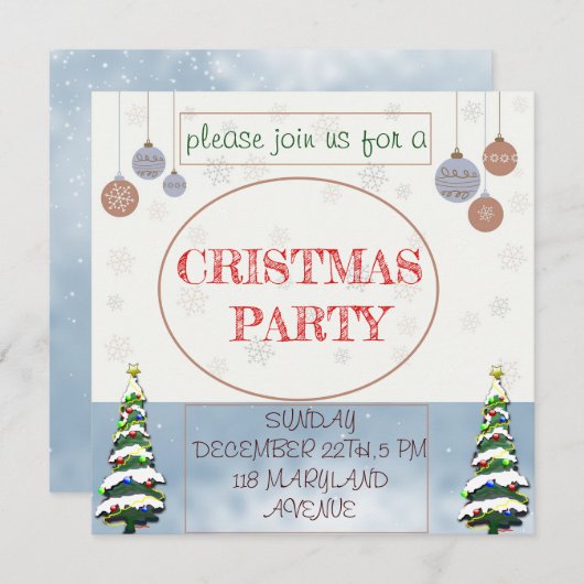 CRISTMAS PARTY INVITATOIN SAVE THE DATE (Devant / Derrière)