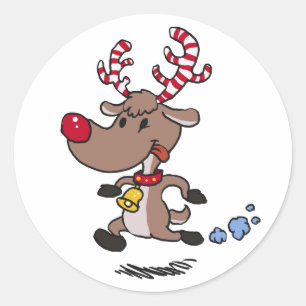 Cristmas Reindeer achtergrondkleur kiezen Ronde Sticker