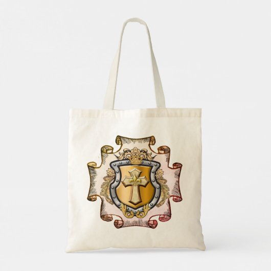 Cristos Cross Shield Achternaam Tote Bag (Achterkant)