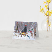 Critère de Noël carte de fête forestière (Fleur jaune)