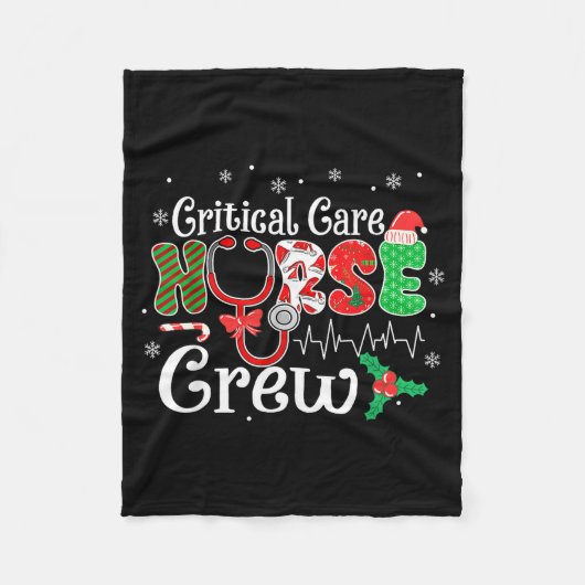 Critical Care Nurse Crew Stethoscope Santa Hat Chr Fleece Deken (Voorkant)