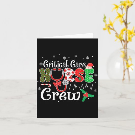 Critical Care Nurse Crew Stethoscope Santa Hat Chr Kaart (Gele Bloem)