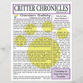 Critter Chronicles Newsletter - mei/juni 2011 Flyer