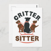 Critter Sitter Cute Pet Sitter Briefkaart (Voorkant / Achterkant)