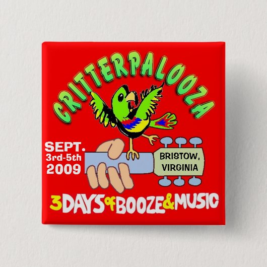 CRITTERPALOOZA-Buttonnen Vierkante Button 5,1 Cm (Voorkant)