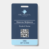 CRNA Student Nurse Practitioner Blauwe QR-code Fot Badge (Achterkant)