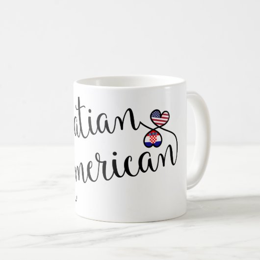 Croate Américain Enmêlé Coeurs Mug (Devant droit)