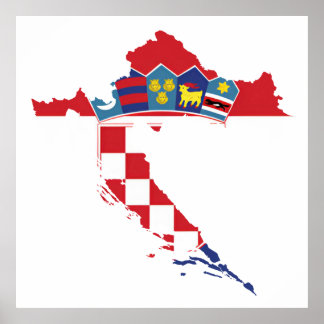 Croatia Hrvatska Kroatien Hrv Zagreb Split Flag Poster