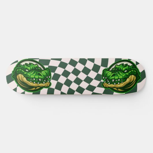 Croc Heads Checkerboard-ontwerp Skateboard (Horizontaal)