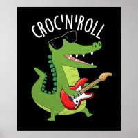 Croc N Roll Funny Crocodile Pun Dark BG