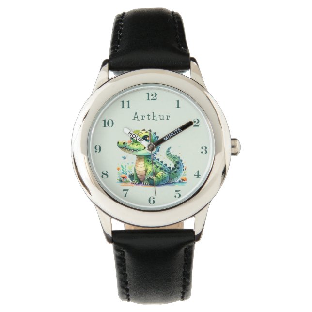 Croc O'Clock: Personalized Jungle Time Horloge (Voorkant)