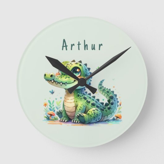 Croc O'Clock: Personalized Jungle Time Ronde Klok (Voorkant)
