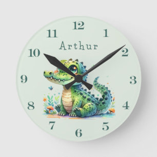 Croc O'Clock: Personalized Jungle Time Ronde Klok