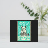 Crochet Because Murder Is Wrong Cat Lover Meow Pet Briefkaart (Staand voorkant)