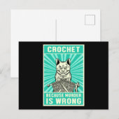 Crochet Because Murder Is Wrong Cat Lover Meow Pet Briefkaart (Voorkant / Achterkant)