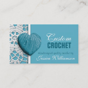 Crochet - cartes de visite en forme de coeur de