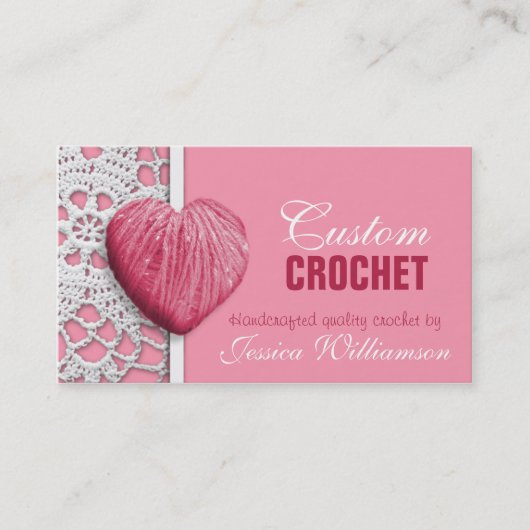 Crochet - cartes de visite en forme de coeur de (Devant)