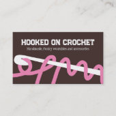 crochet couture artisanat brun rose carte de visit (Devant)