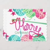 Crochet crochets fil loopy Joyeux carte de Noël (Devant / Derrière)