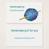 Crochet et fil Fabriqué à la main sur cartes blanc (Devant & derrière)