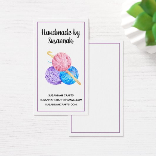 Crochet et fils Carte de visite violet fait main (Bureau)