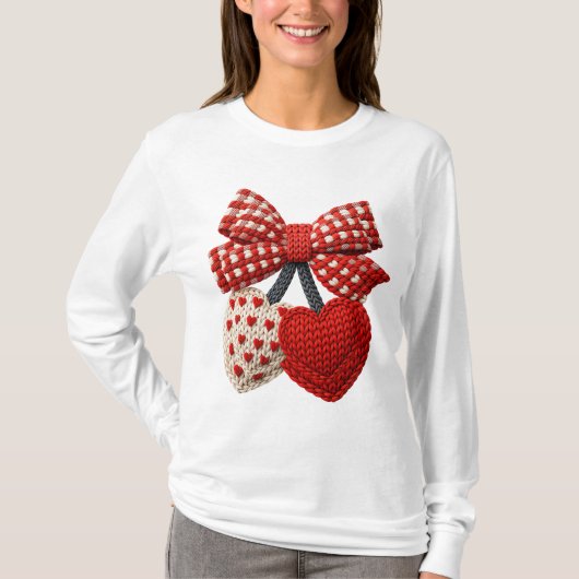 Crochet Heart Womens Tshirt (Devant)