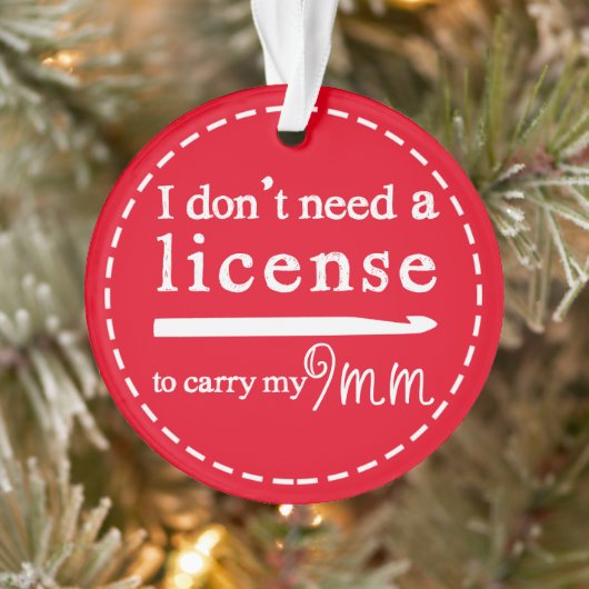 Crochet Hook License {Dark} Crafts Ornament (Boom)