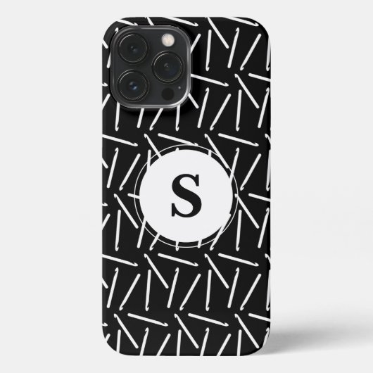 Crochet Hooks Crafts Monogram Dark iPhone Case Hoesje (Achterkant)