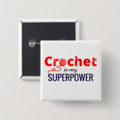 Crochet is Mijn Superpower in Red Vierkante Button 5,1 Cm (Voorkant /achterkant)