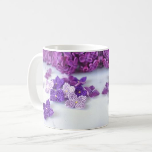 Crochet Lilac Fleurs Café Mug (Devant gauche)